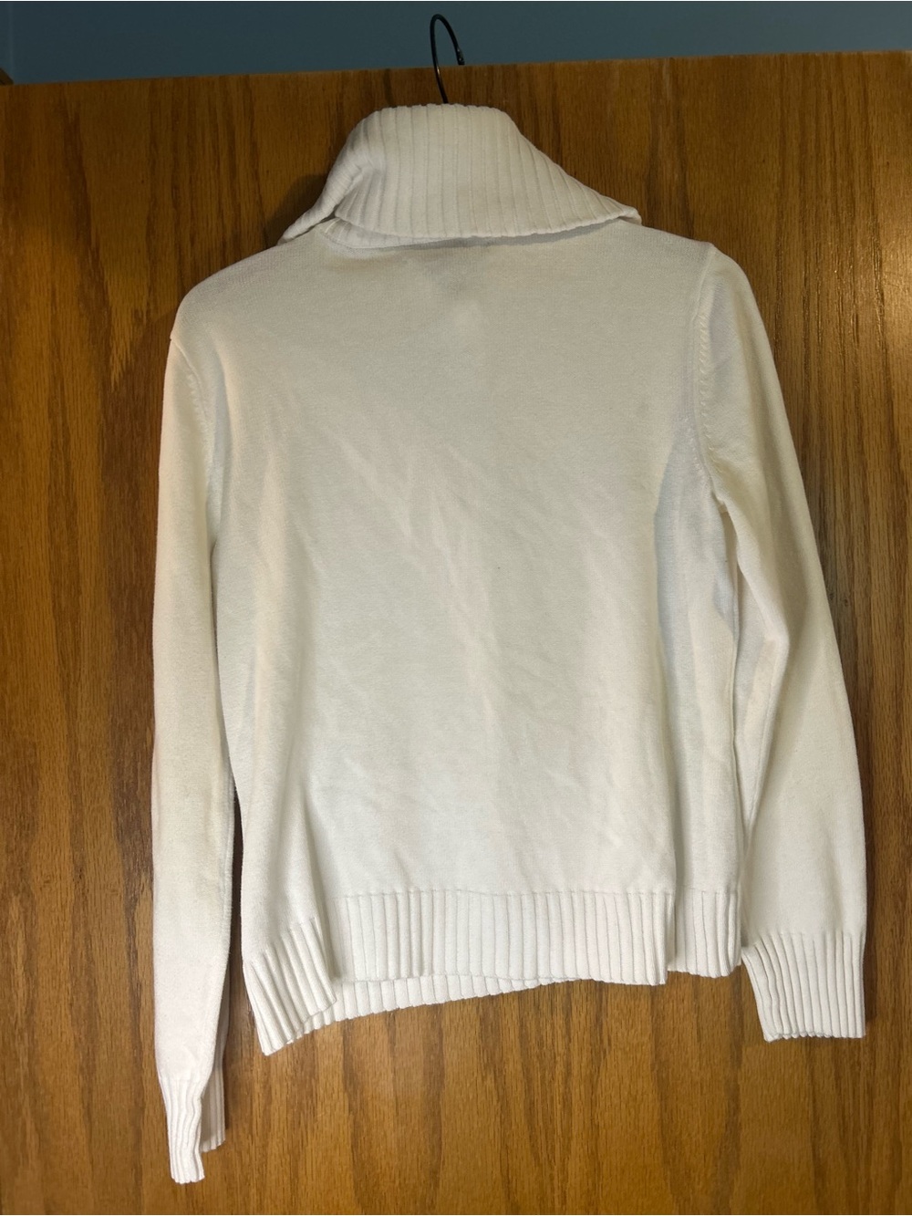 Ralph Lauren White Cotton Convertible snap turtleneck sweater Women’s Large - Picture 6 of 14